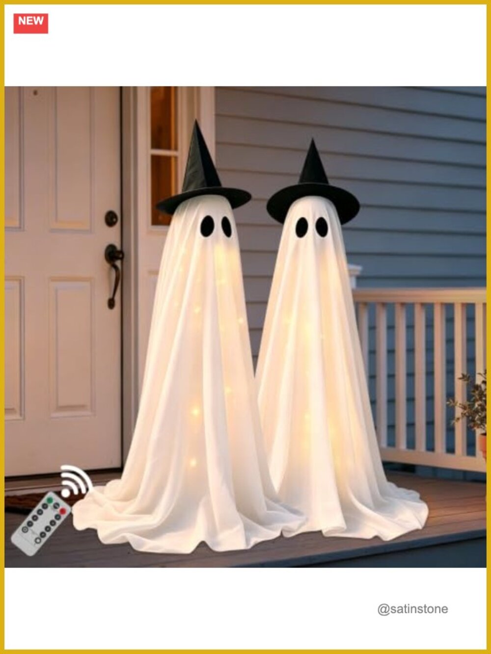 2-Pack Remote Control Ghost Halloween Decorations Outdoor with Lights